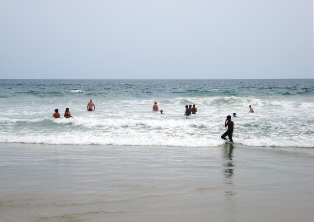 Vigorous surf on Varkala beach, India