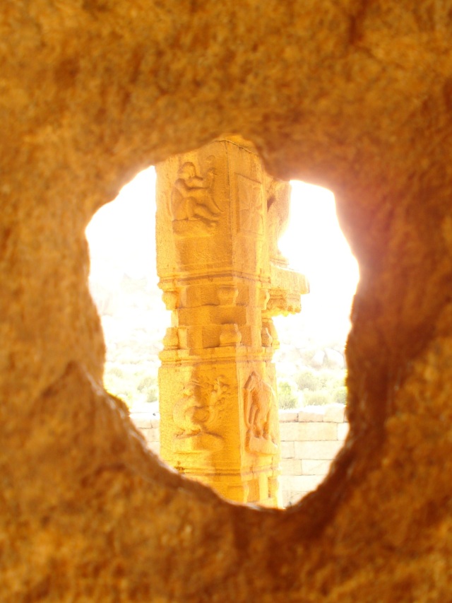 Mysterious carved pillars in Hampi, India
