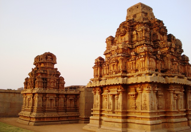 Ornate temple architecture in Hampi India